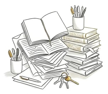 Minimaline - Encombrement - Livres et documents en desordre